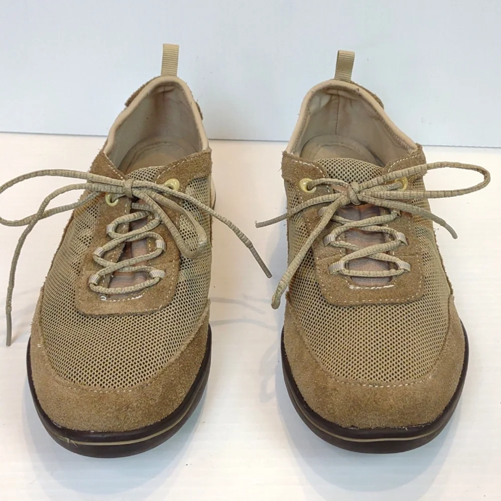 Grasshopper Ortholite Explore Tan Suede & Lace Mesh Lace-up Sneakers